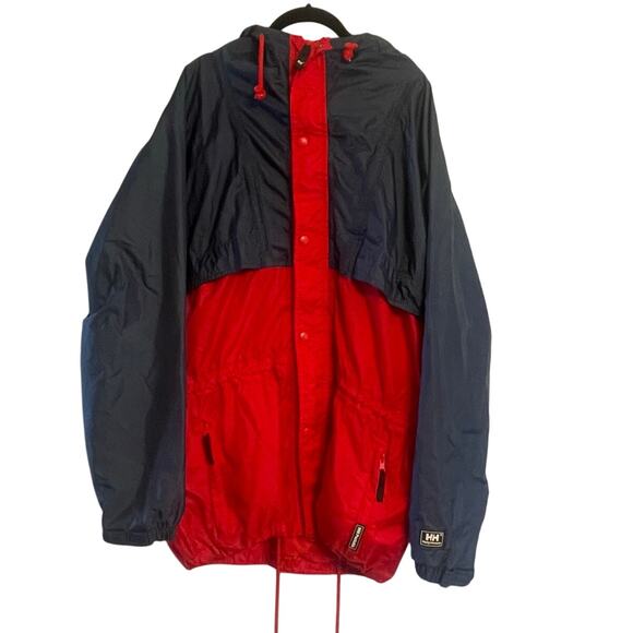Helly Hansen Red Blue Colorblock WIidbreaker L Jacket Coat - Picture 1 of 9
